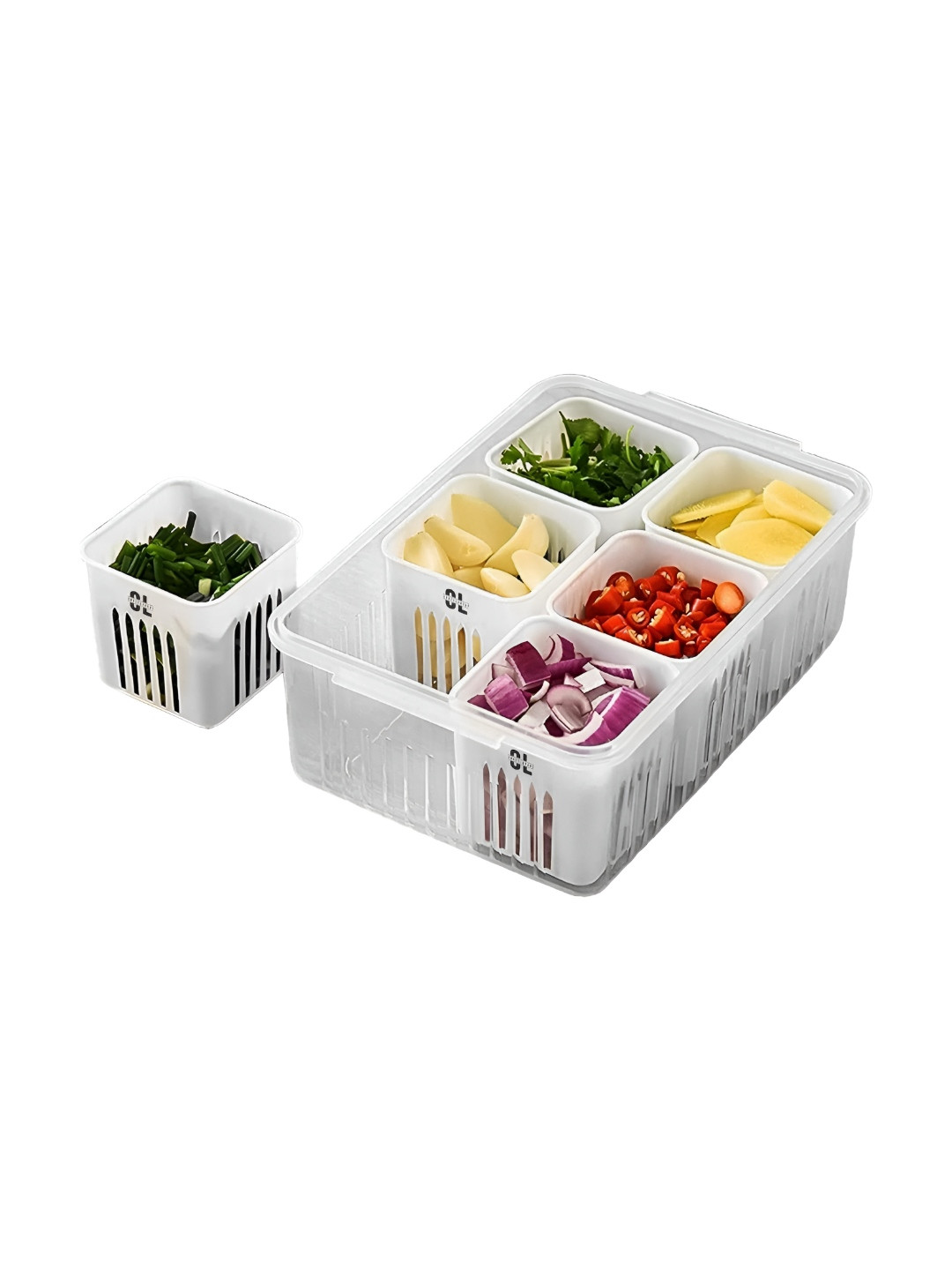 Craftlayout White Plastic Dishwasher Safe Clip-On Fridge Container-1.2L