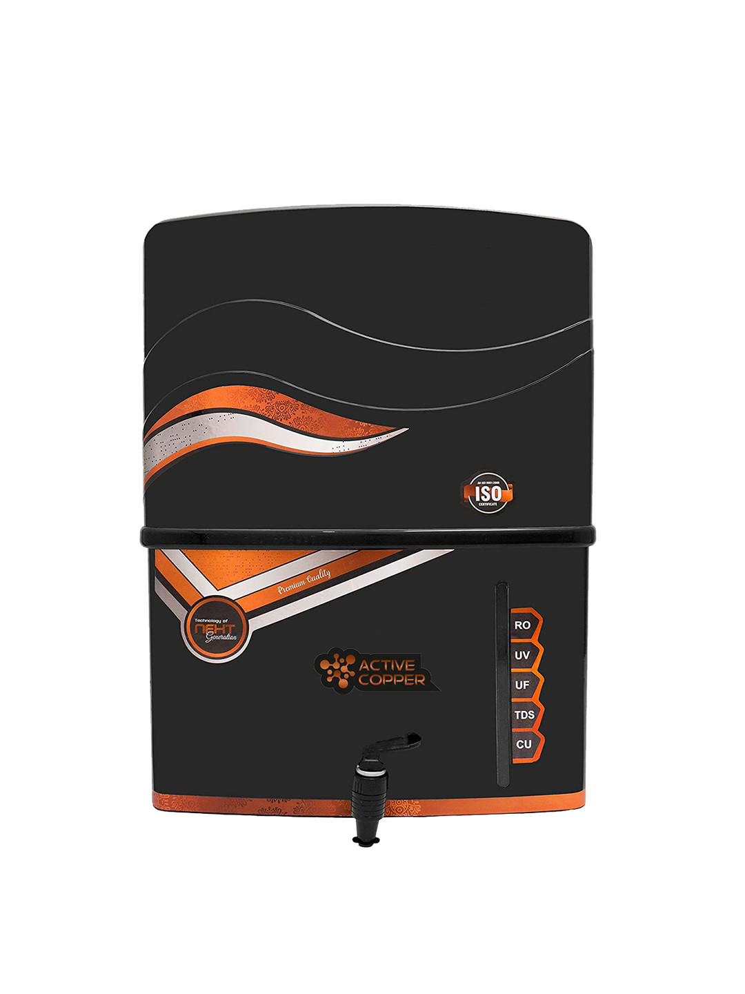 Cube X Black & Orange-Colored RO Water Purifier 12 L