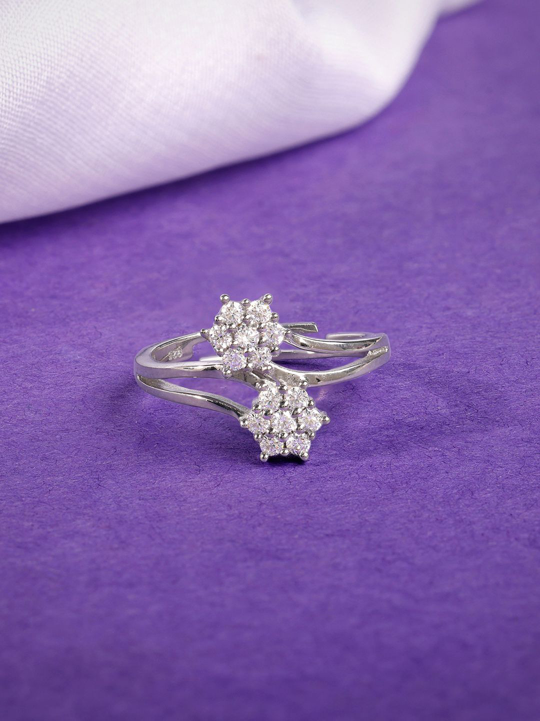 GIVA 925 Silver Floral Memory Ring Adjustable