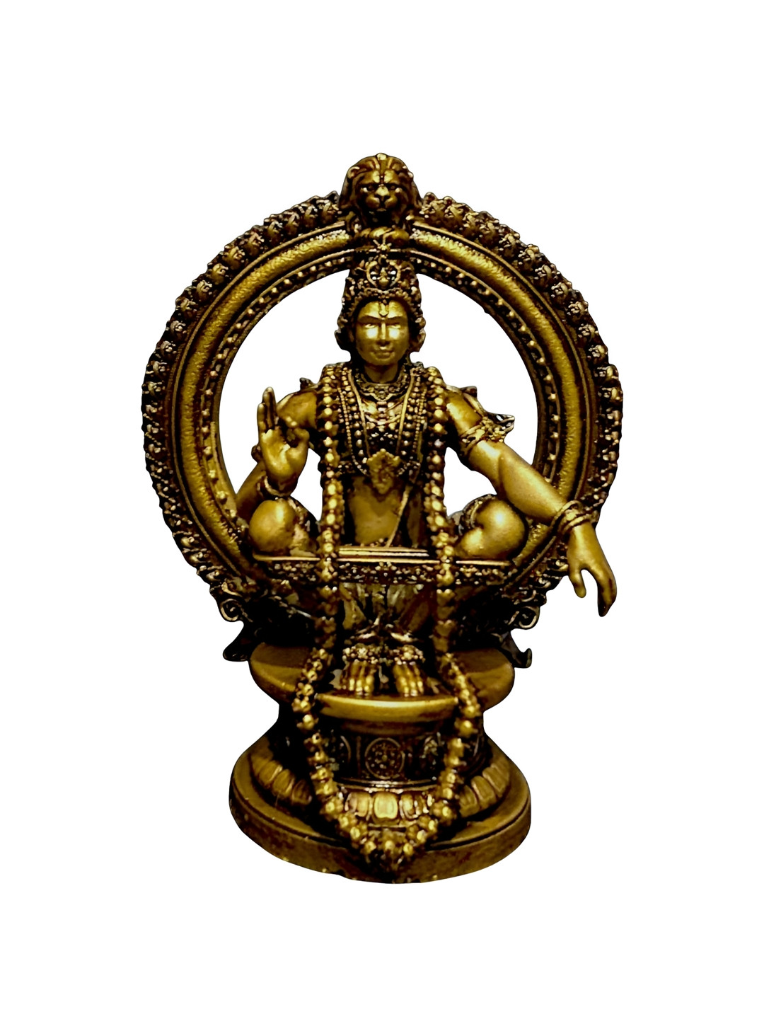 Fabzie Decor Ayyappa Swami Gold Marble Metallic Prayer Room Tiny Showpiece - 5 Inches