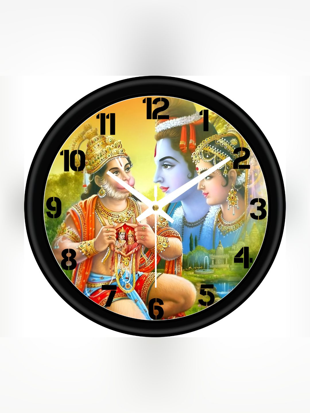 Arpita Crafts Black & Yellow Printed Traditional Wall Clock