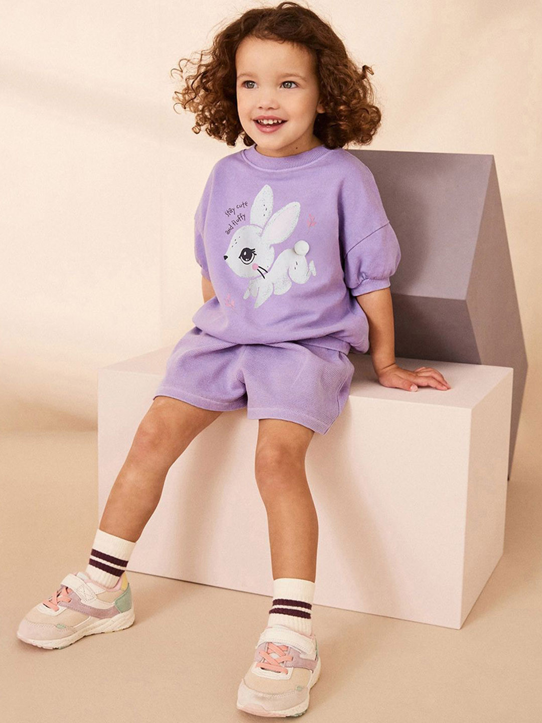 YK Printed Kid-Girls T-Shirt & Shorts Clothing Set