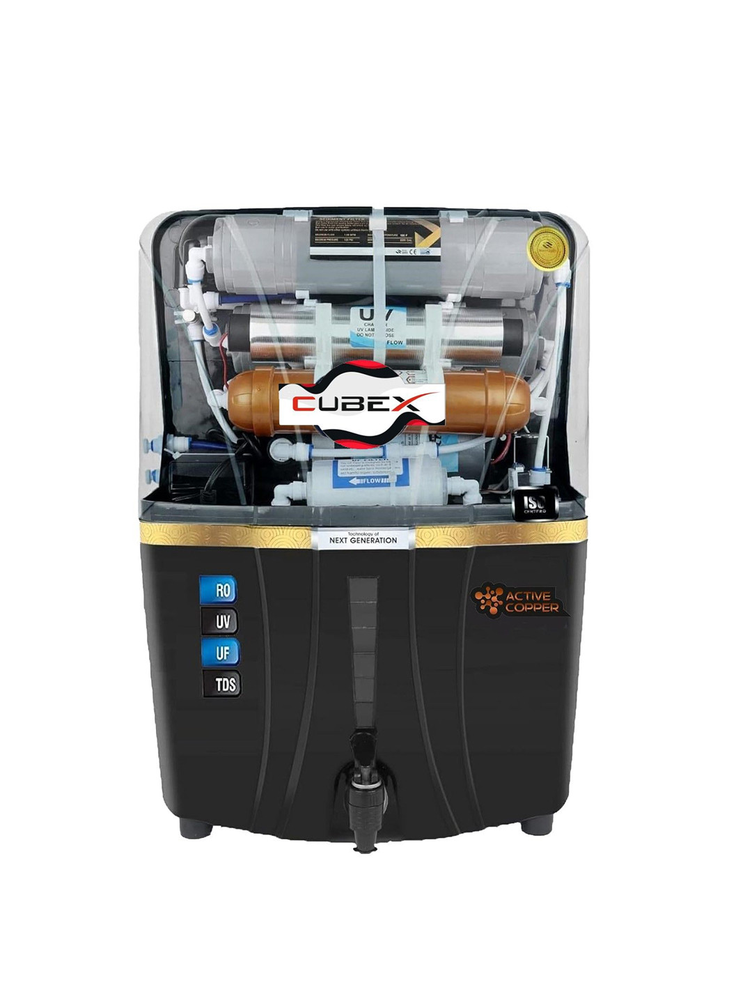 Cube X Black & Transparent RO Water Purifier 12 L