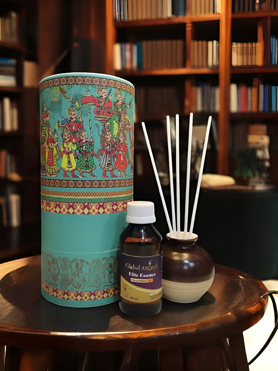 GLOBAL AROMA Brown & Blue Elite Essence Reed Aroma Oil Diffuser Set - 100 ml