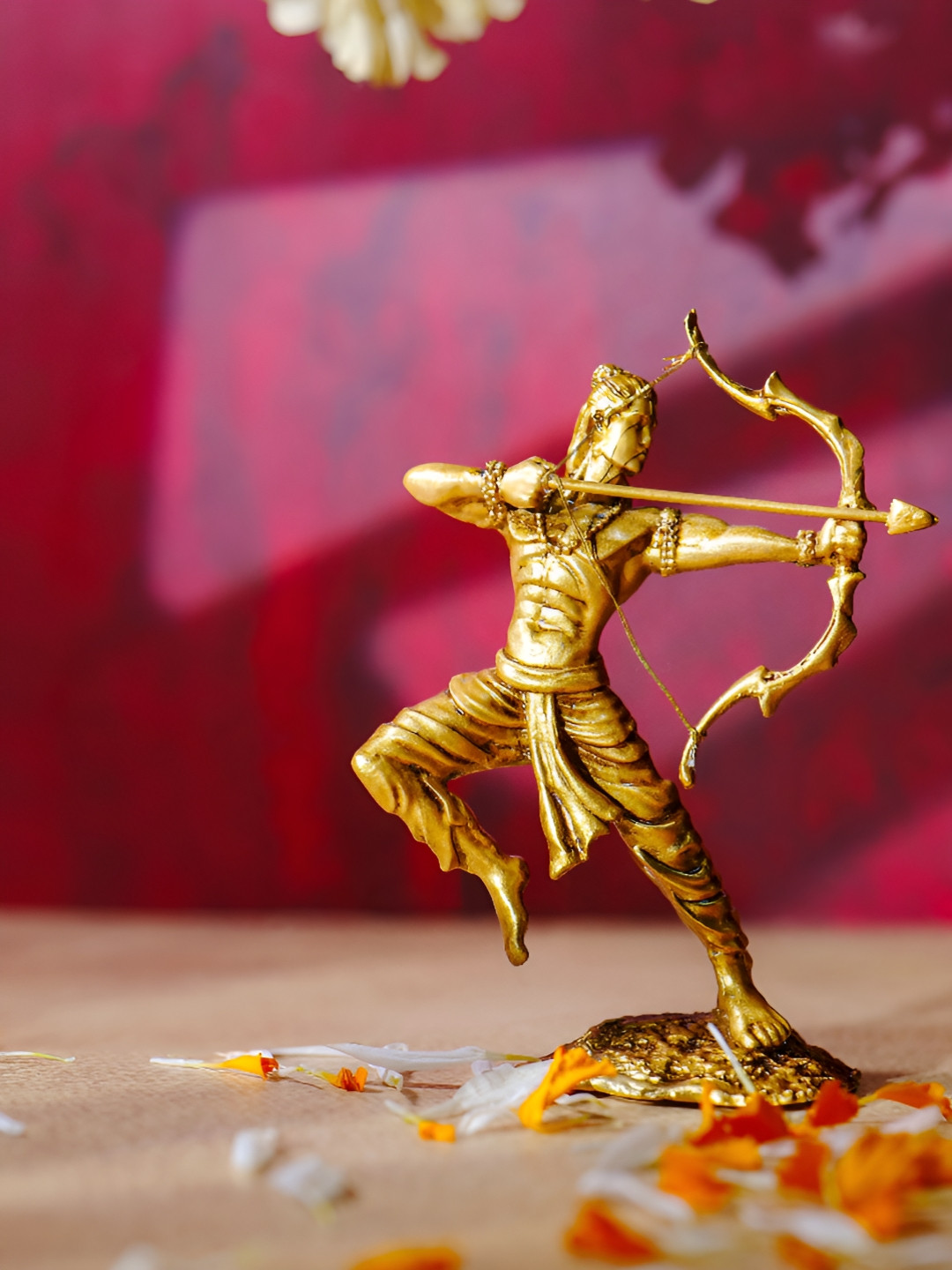 Fabzie Decor Shri Ram Last Arrow To Ravan Gold Marble Glossy Prayer Room Tiny Showpiece - 5 Inches