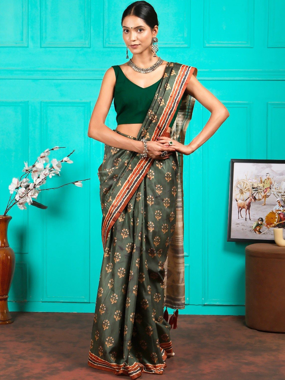 Seona Couture Floral Art Silk Patola Saree