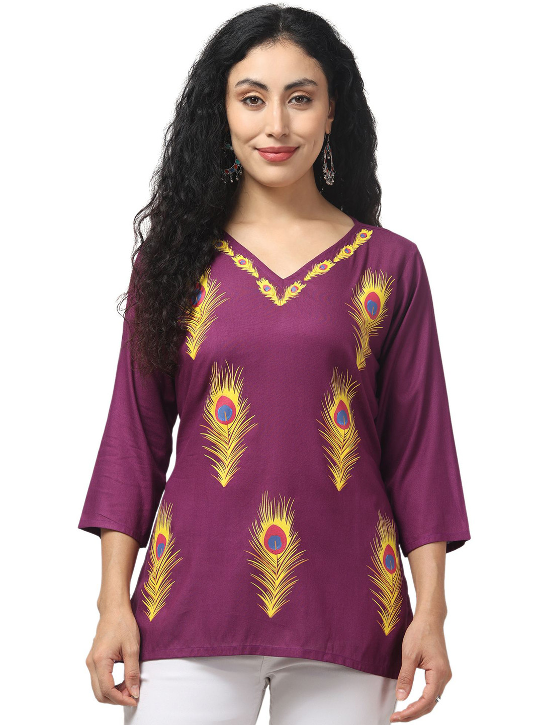Aura Glam Embroidered V-Neck Kurti