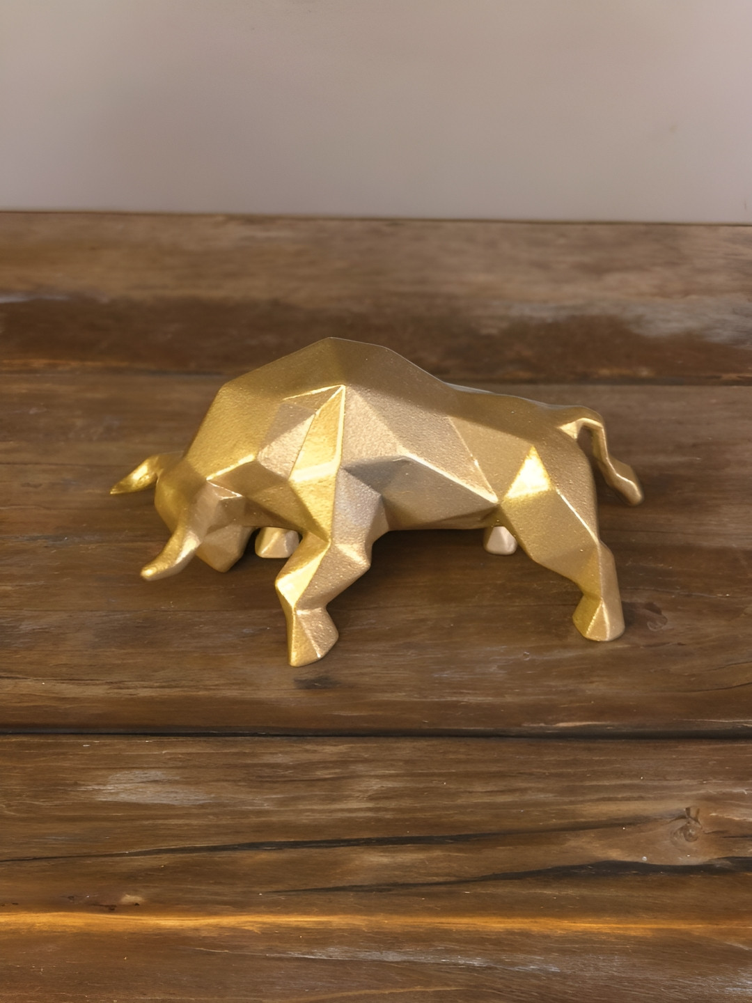 Fabzie Decor Bull Gold Marble Glossy Living Room Tiny Showpiece - 2.3 Inches
