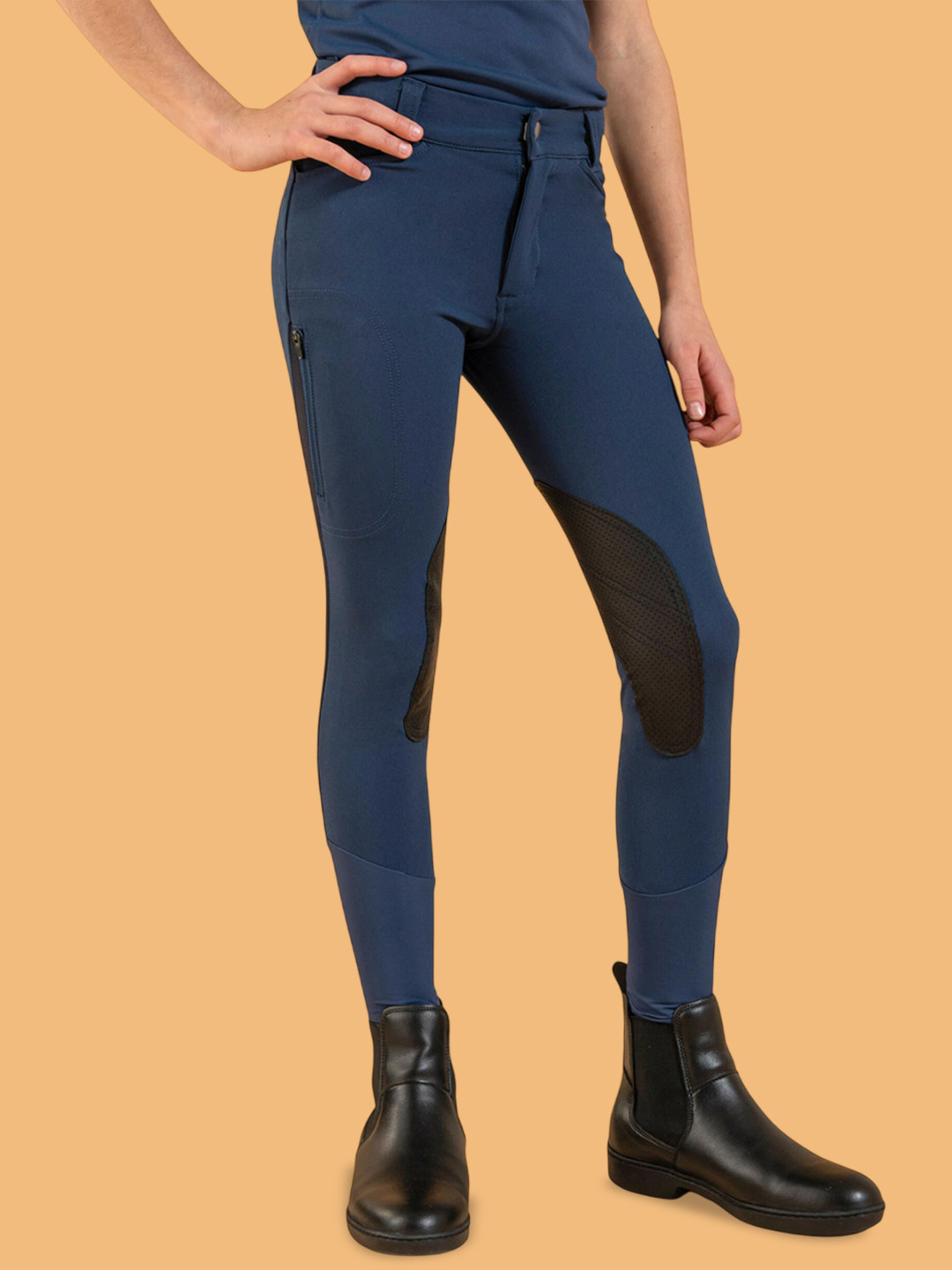 Decathlon  Kids' Lightweight Mesh Riding Jodhpurs with Grippy Suede Patches 500