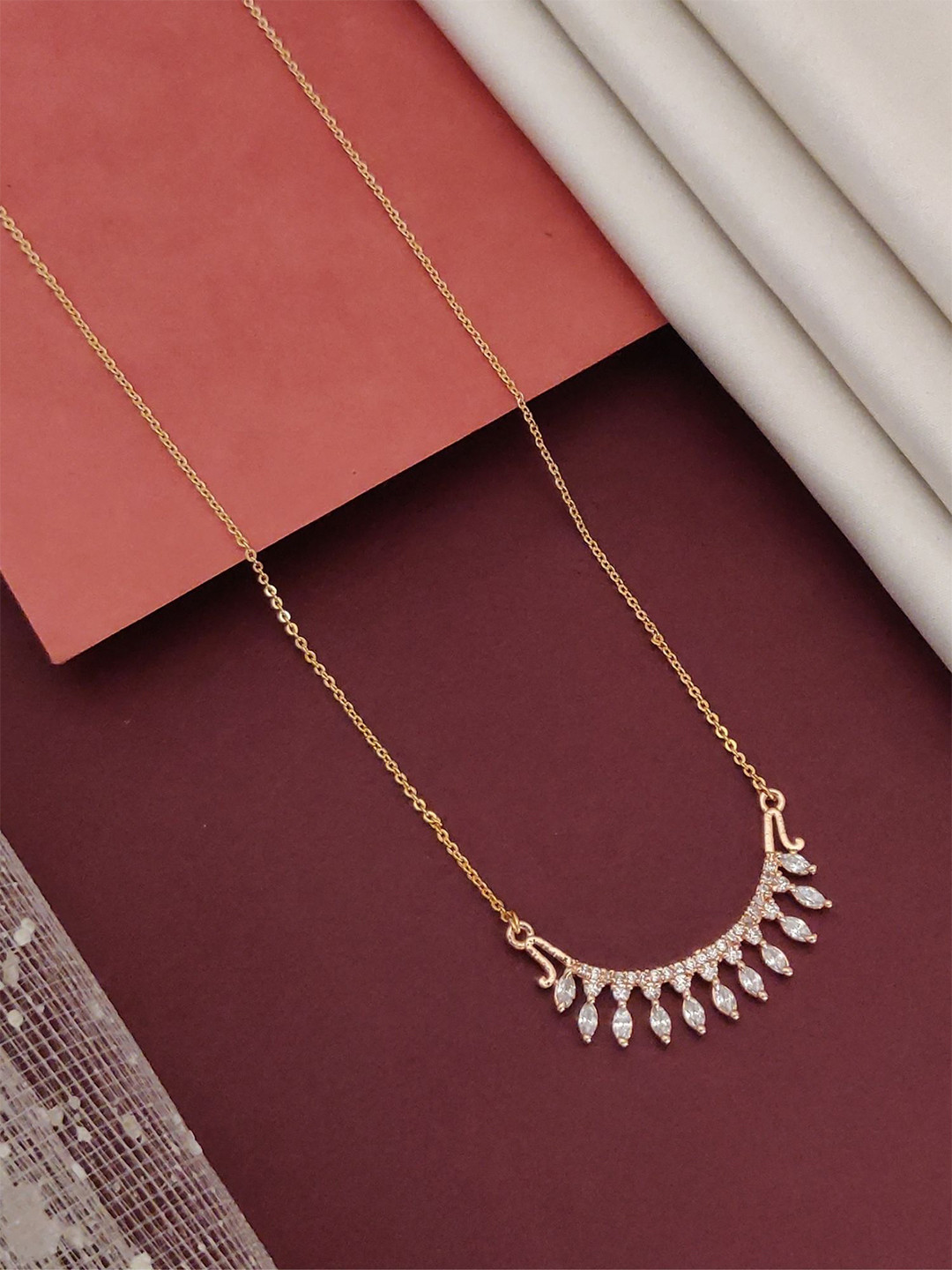 ABDESIGNS Women Magnificent Roseold Plated Pendant Chain jewellery