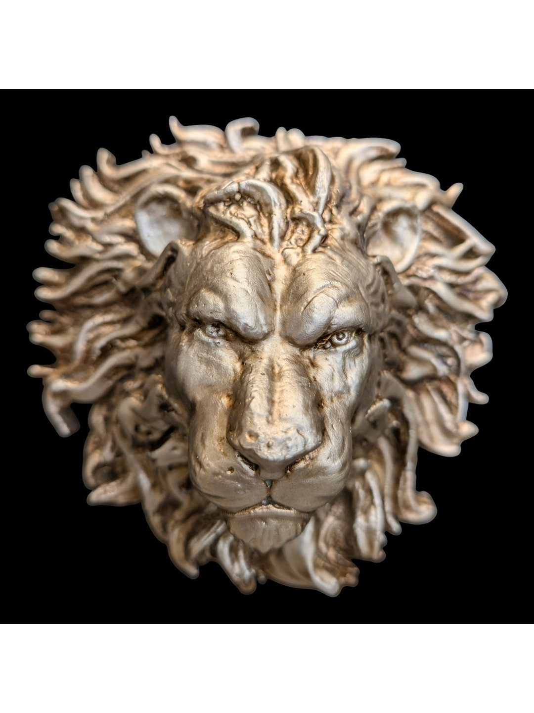 Fabzie Decor Majestic Lion Head Gold Marble Glossy Living Room Tiny Showpiece - 6 Inches