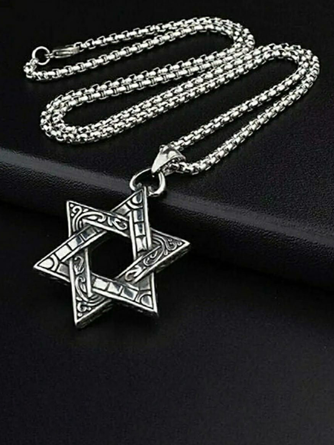 Minprice Stainless Steel Silver-Plated Star Shaped Pendant With Chain