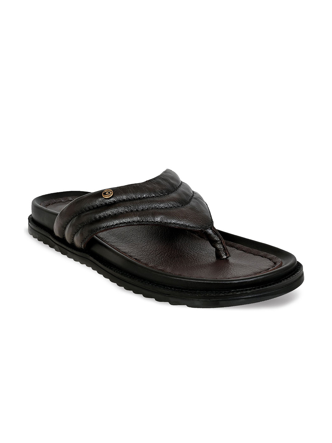 Allen Cooper Men Genuine Leather Flip-Flops