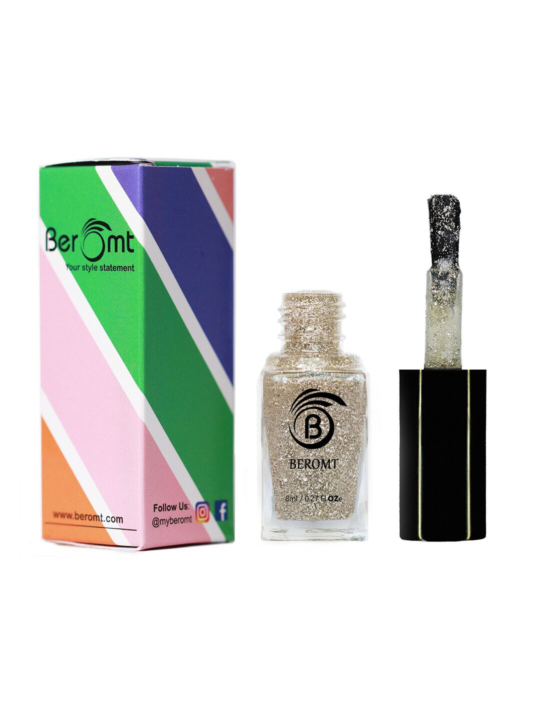 BEROMT Crushed Metallic Foil Nail Polish - Shade 01