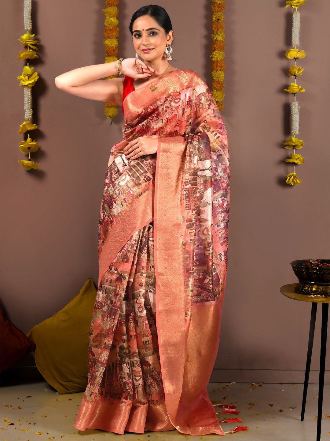 Seona Couture Women Floral Print Patola Saree