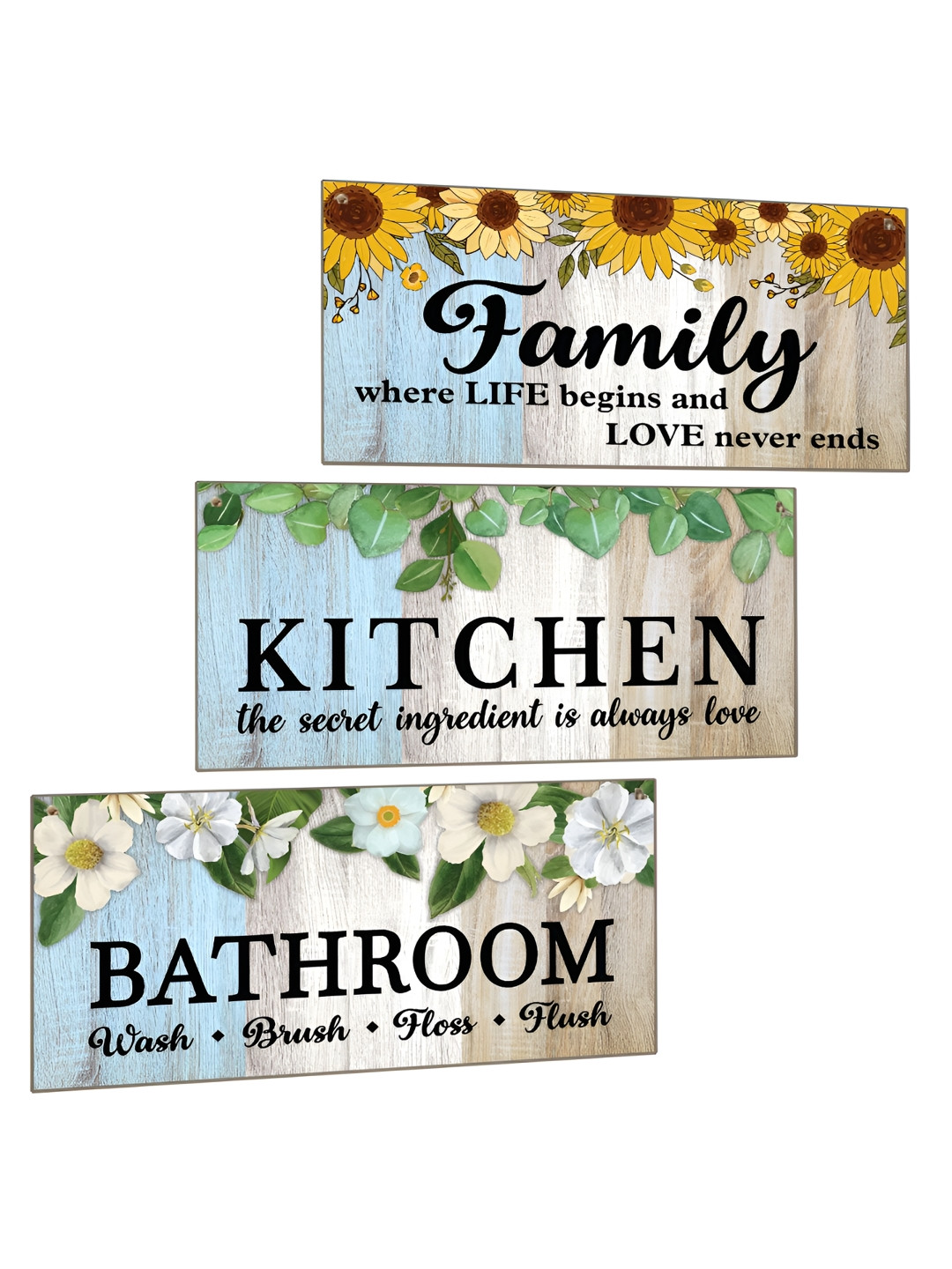 Chaka Chaundh Wood Matte Hanging Hall 3Pcs Wall Hangings-5.5In
