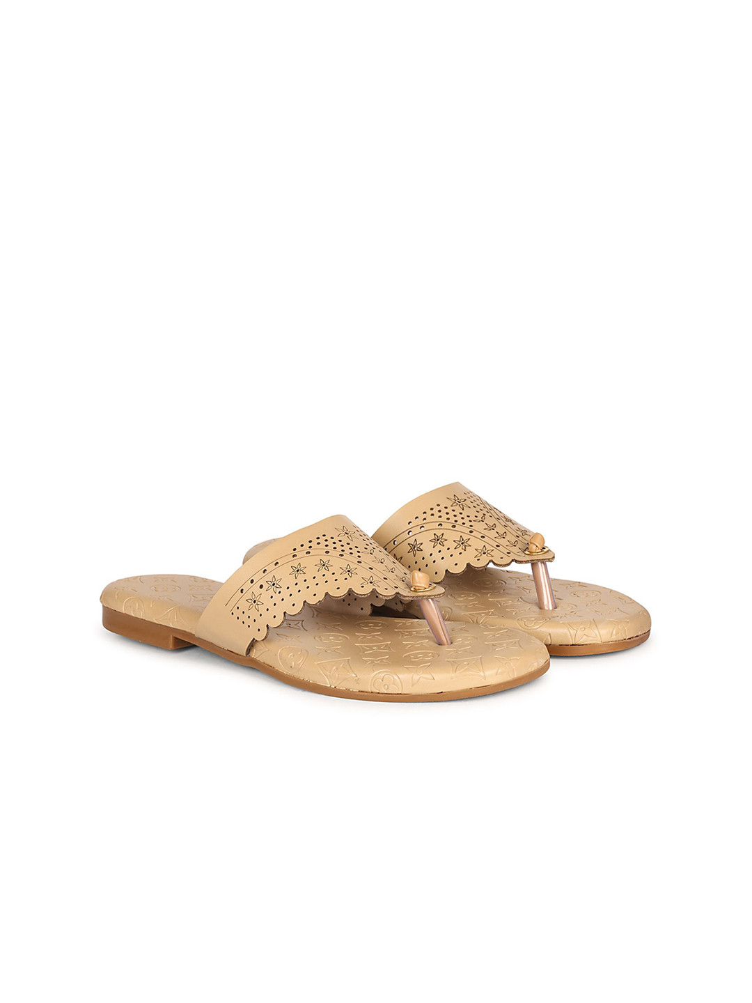 Commander Shoes Women Textured T-Strap Flats