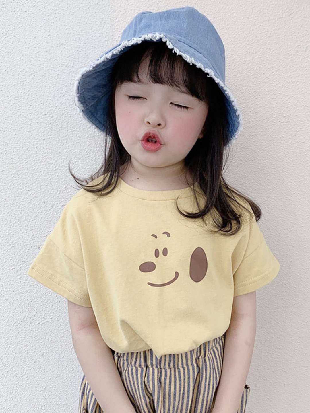 LULU & SKY Girls Animal Solid Round Neck Cotton T-shirt