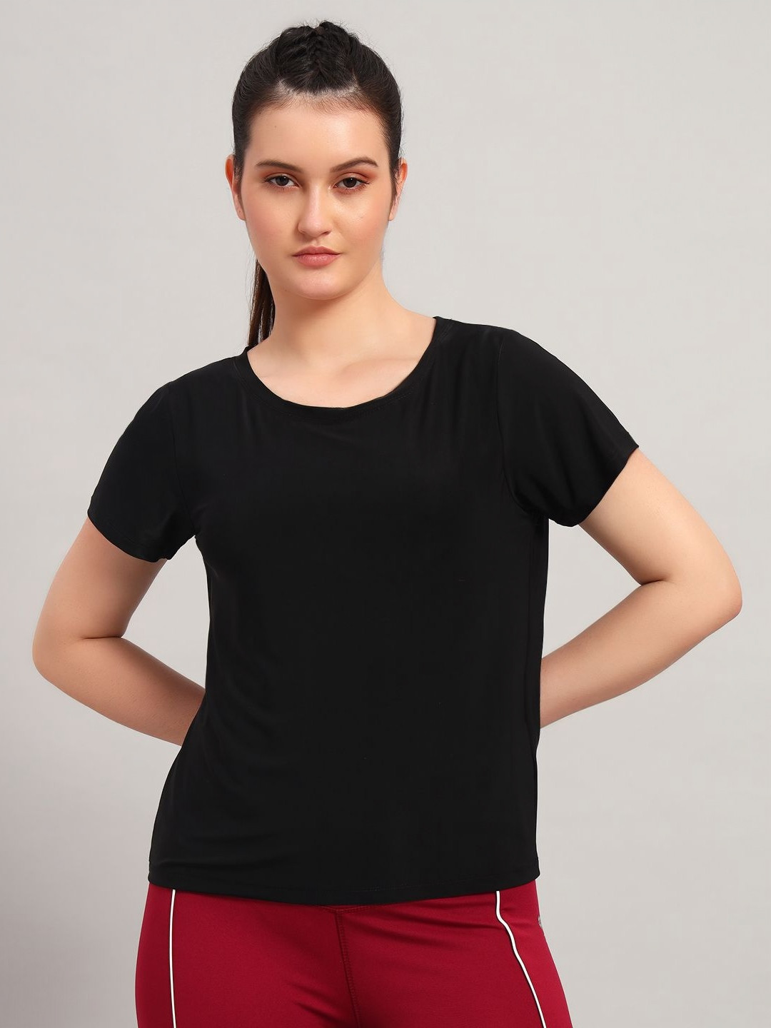 CLOTHWIK COLLECTION Women Solid Round Neck T-shirt