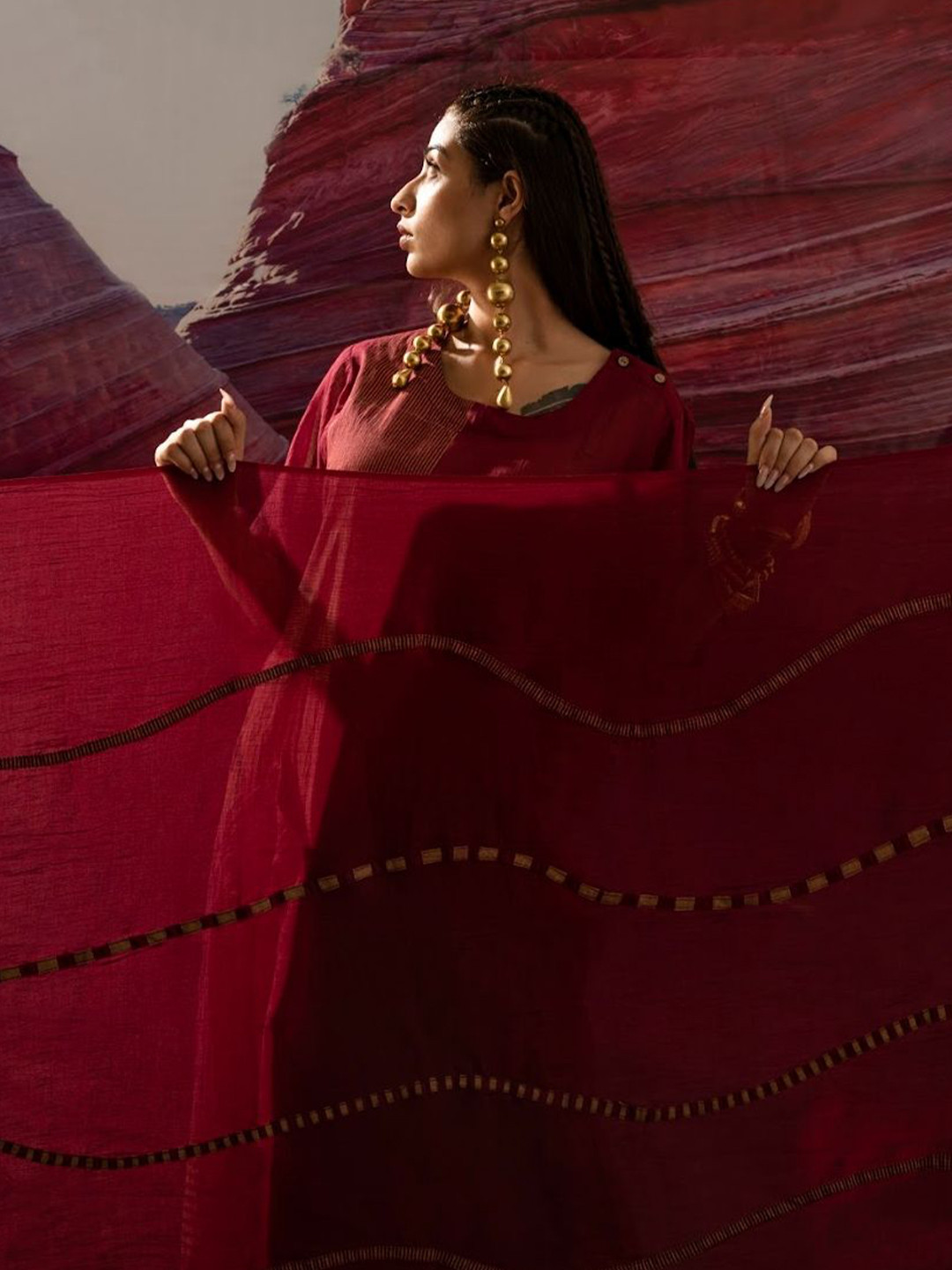 Banana Labs Aurum Wave Printed Cotton Dupatta