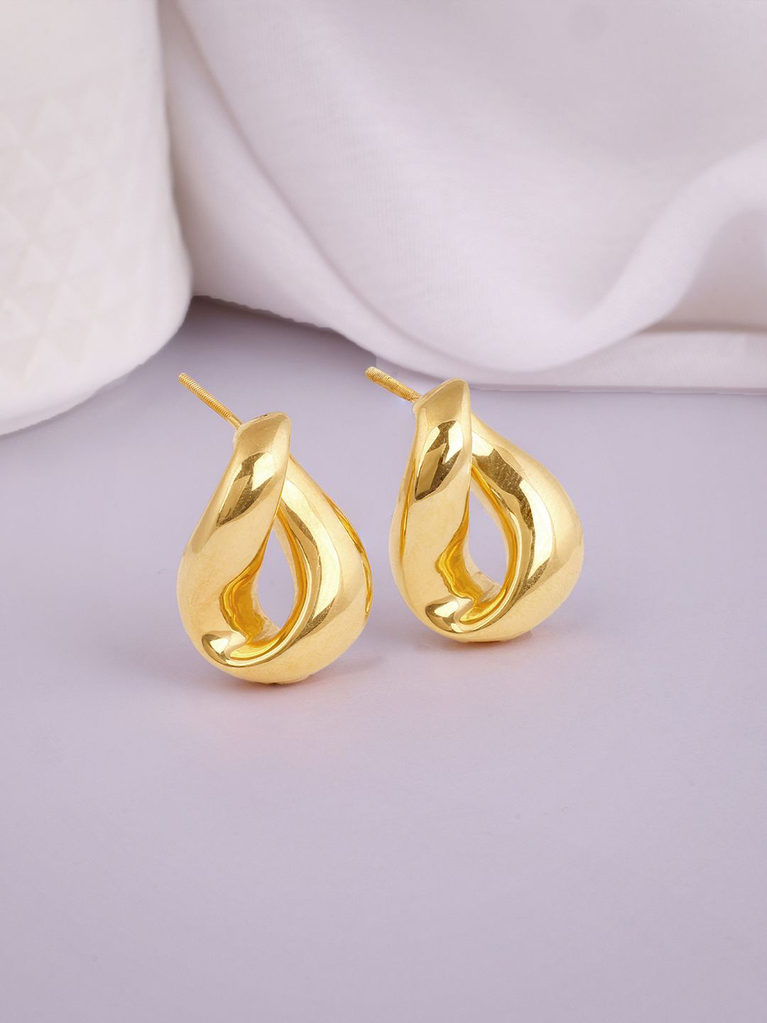 GIVA 925 Silver Gold-Plated Contemporary Twisted Loop Studs