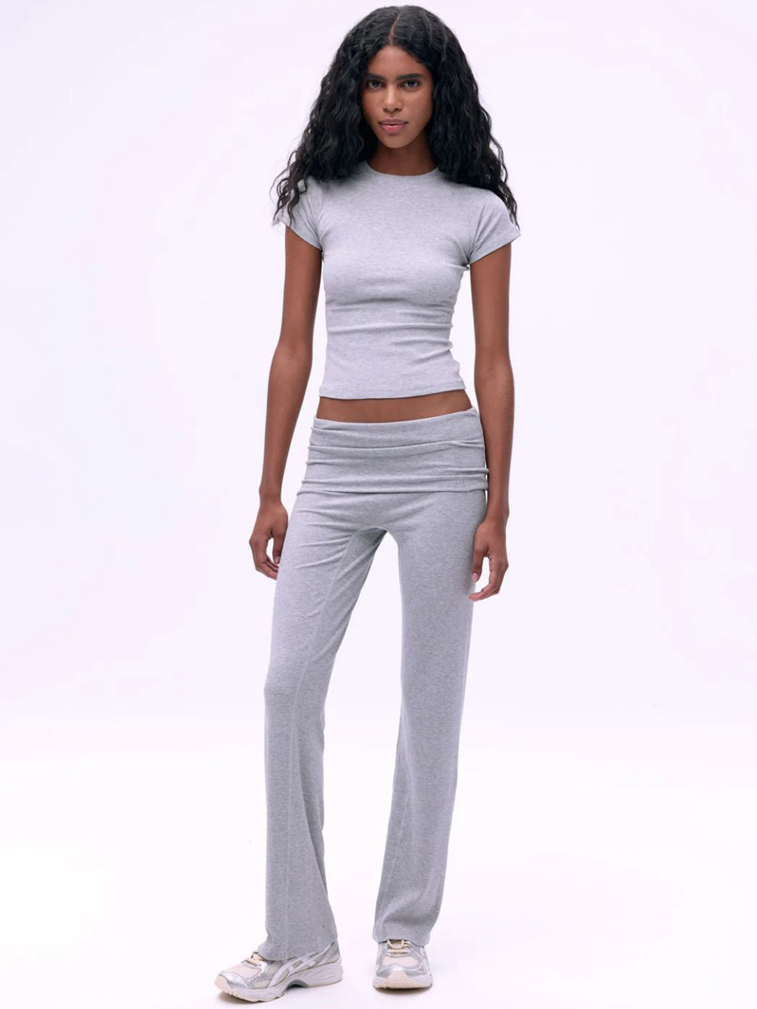 EVERDION Round Neck Top With Fold Over Trousers Co-Ords