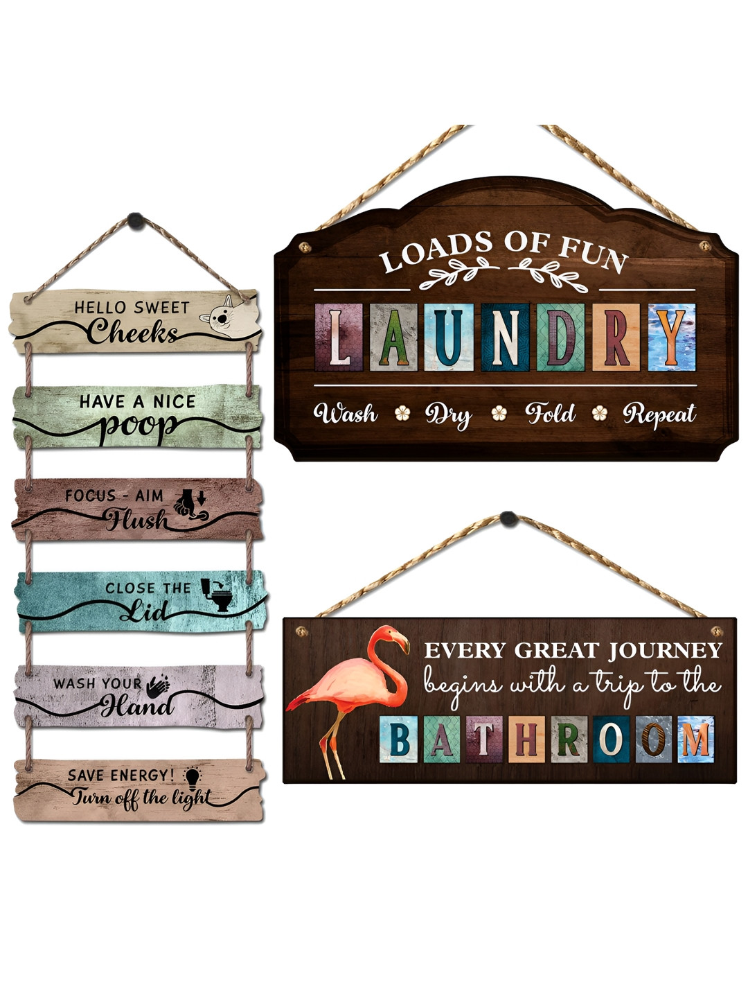 Chaka Chaundh LAUNDRY Wood Matte Hanging Hall Signs and Plaques-5.5In