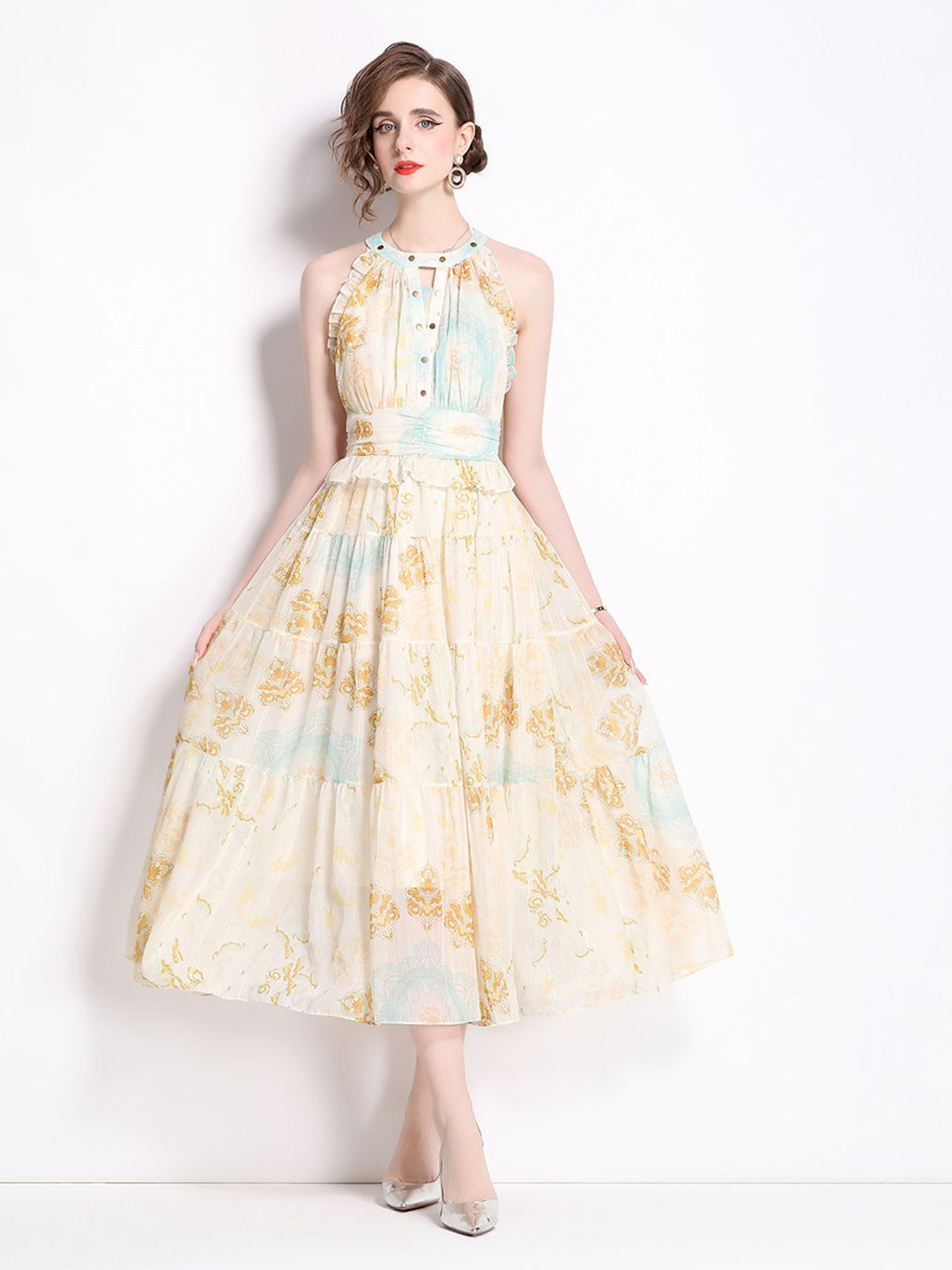 JC Collection Women 1 Floral Print Fit & Flare Midi Dress