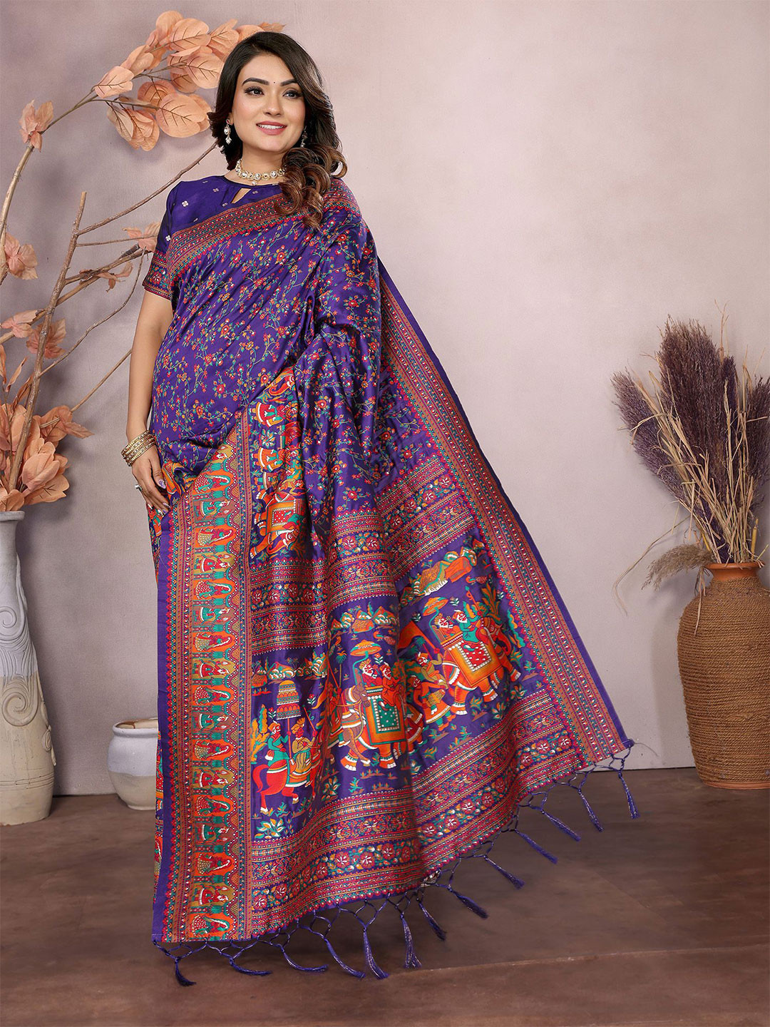 elora Weaving Work Pashmina Saree With Blouse Piece