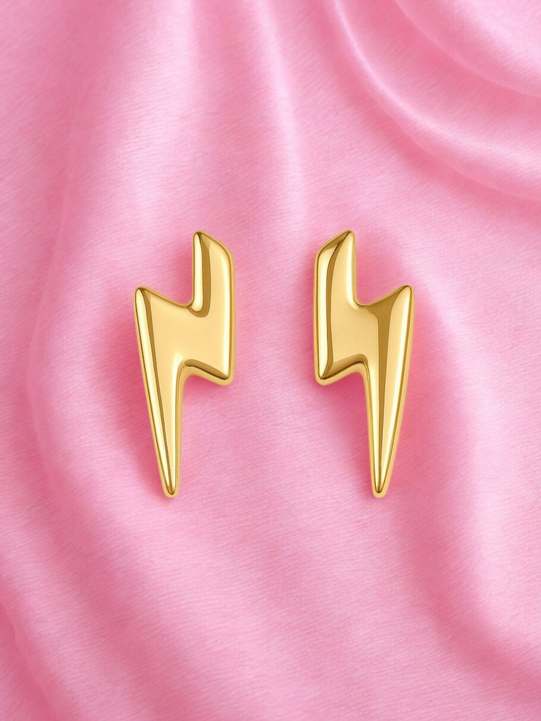 ShimmerTots Girls 925 Sterling Silver Gold-Plated Lightning Bolt Studs Earrings