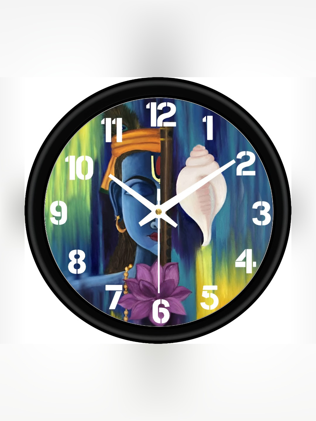 Arpita Crafts Black & Blue Printed Wall Clock
