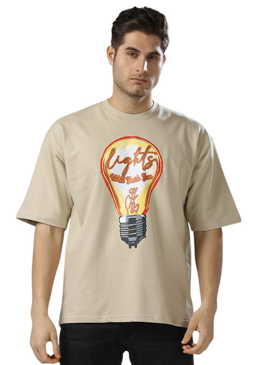 GIG STORE Men Oversized Graphic Printed T-shirt