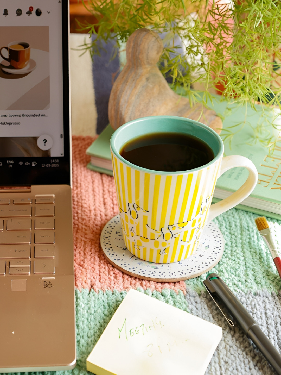 The Wishing Chair Popcup Yellow Animal Print Ceramic Microwave Safe Mug-300ml