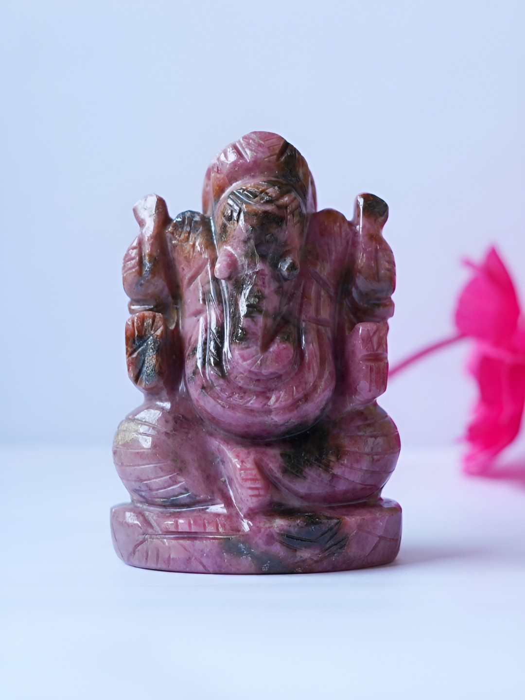 Zhupuk Pink Crystal Natural Prayer Room Medium Showpiece - 2.8 Inches