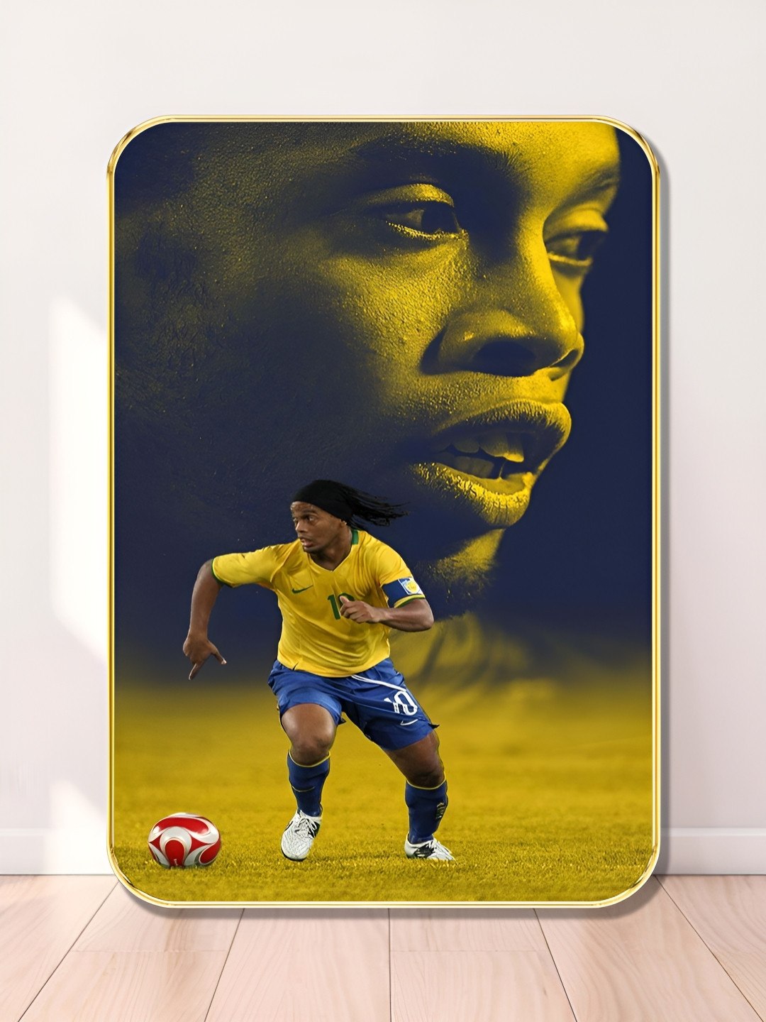Livin'luxe Yellow & Blue Ronaldinho Wooden Wall Art