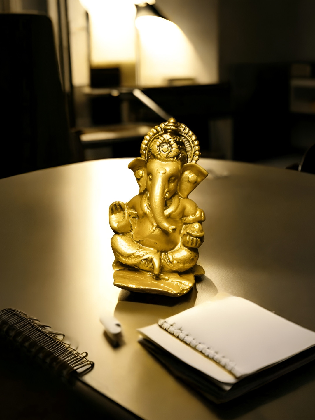 Fabzie Decor Ganesh Ji Murti Gold Marble Metallic Prayer Room Tiny Showpiece - 3 Inches