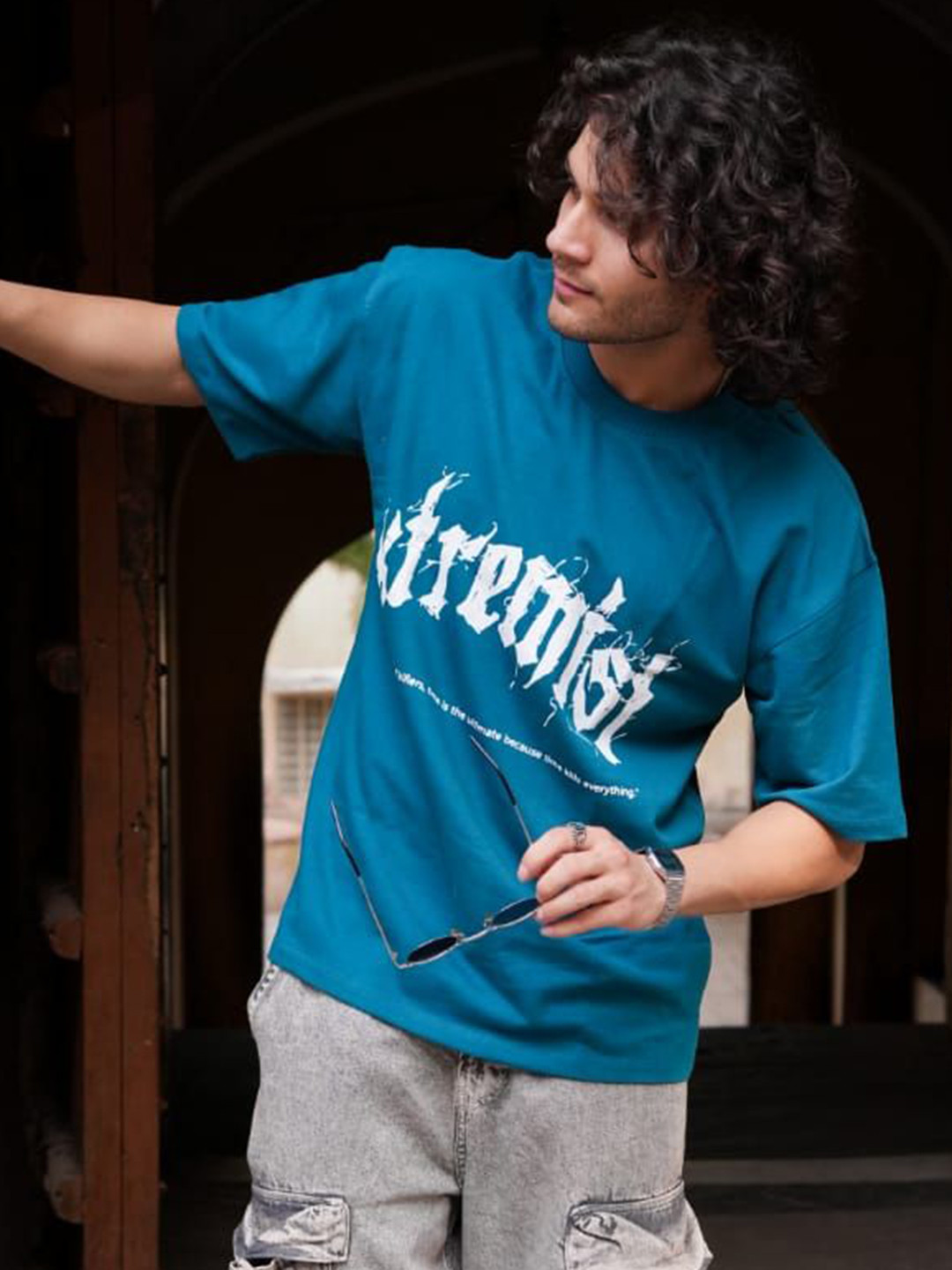 fast fashion Men Typography Printed Applique T-shirt