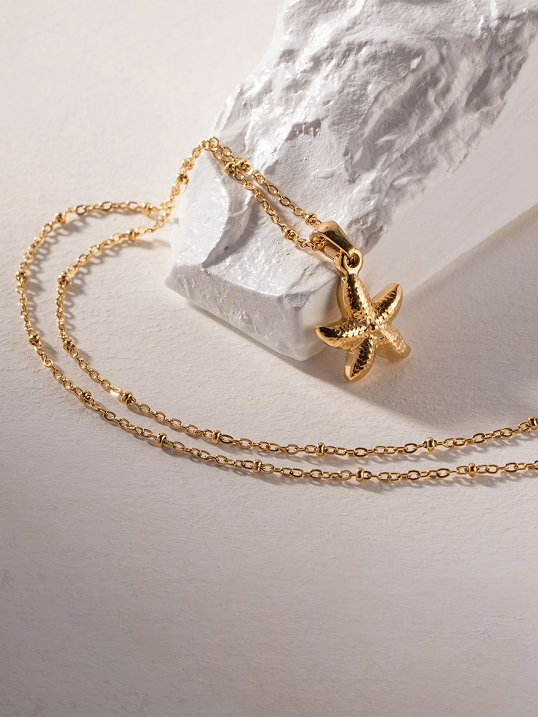 Aiza 18KT Gold Plated Coastal Charm Pendant with chain