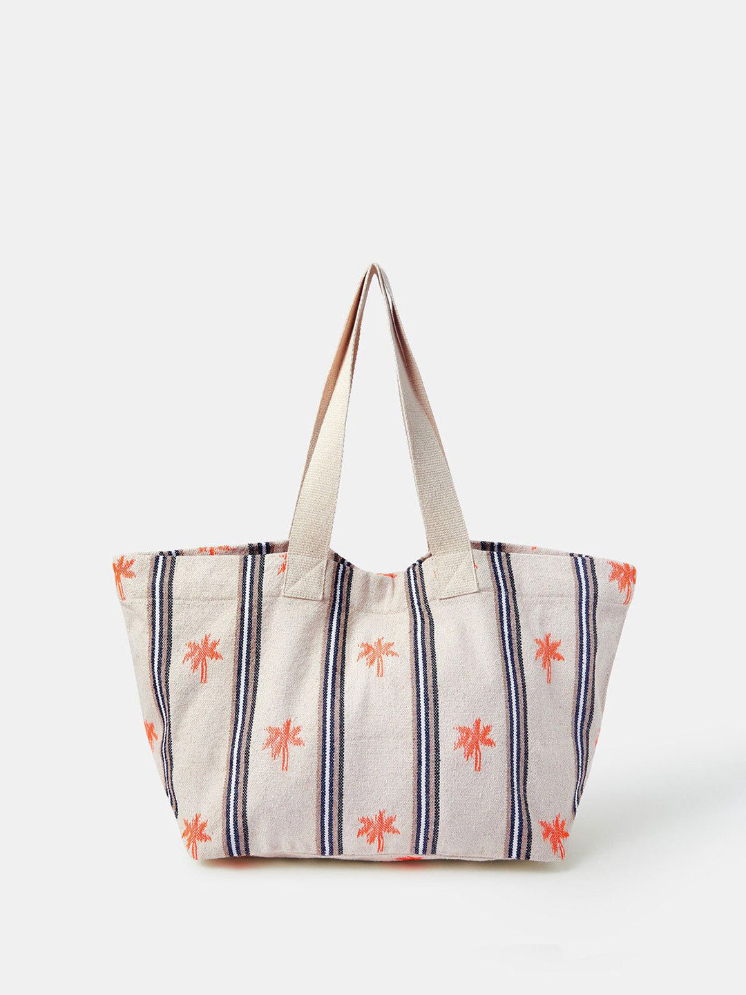 Accessorize Women Structured Palm Stripe Tote Bag