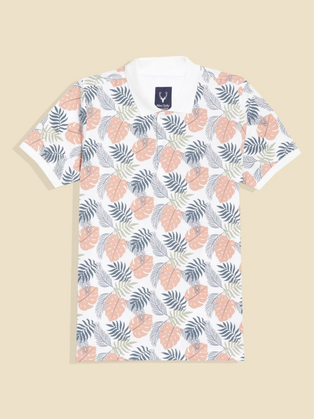 Allen Solly Junior Boys Floral Printed Polo Collar Short Sleeves Cotton Blend  T-Shirt