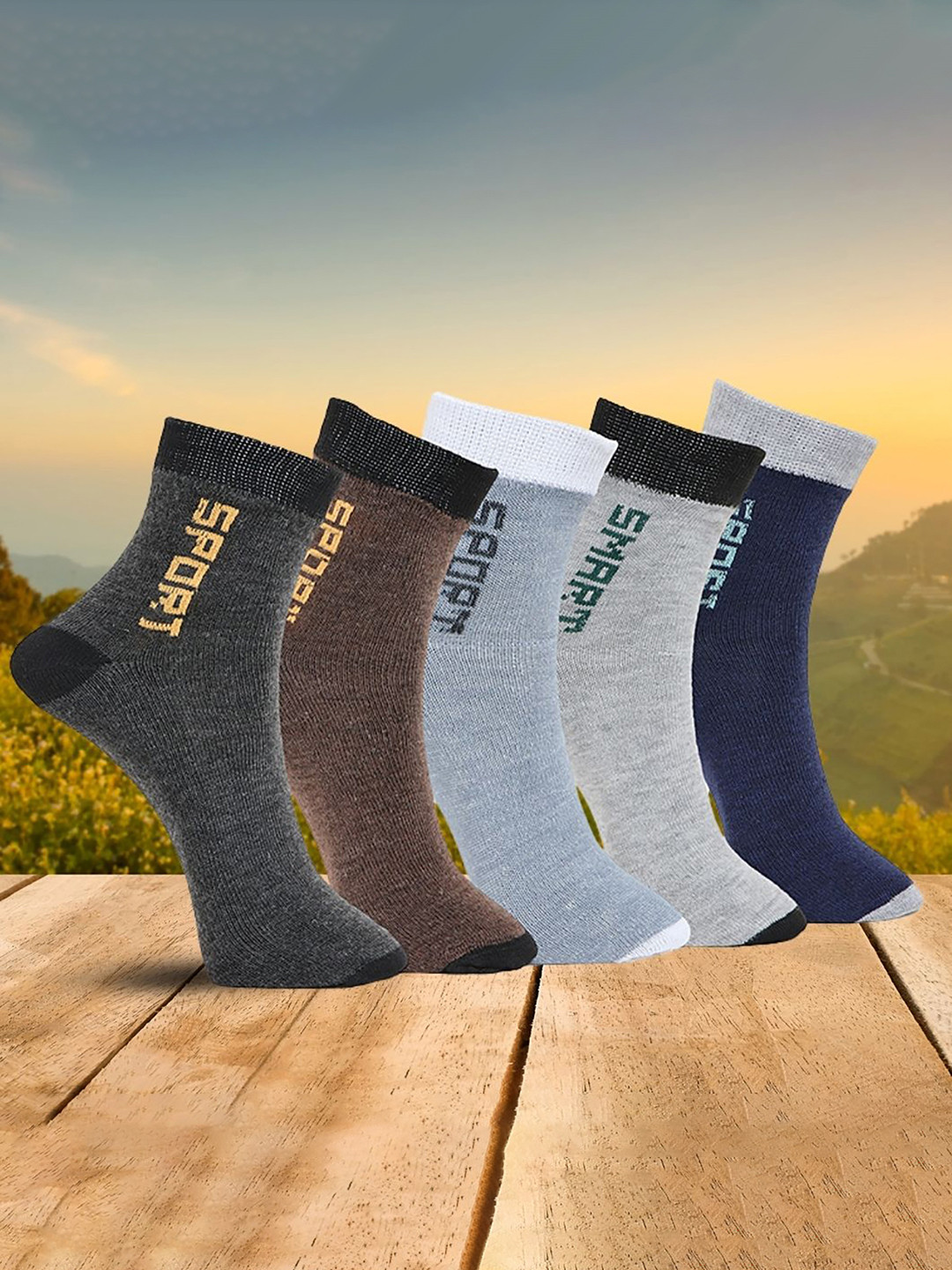 MJE Pack Of 5 Printed Mid Rise Ankle Length Socks
