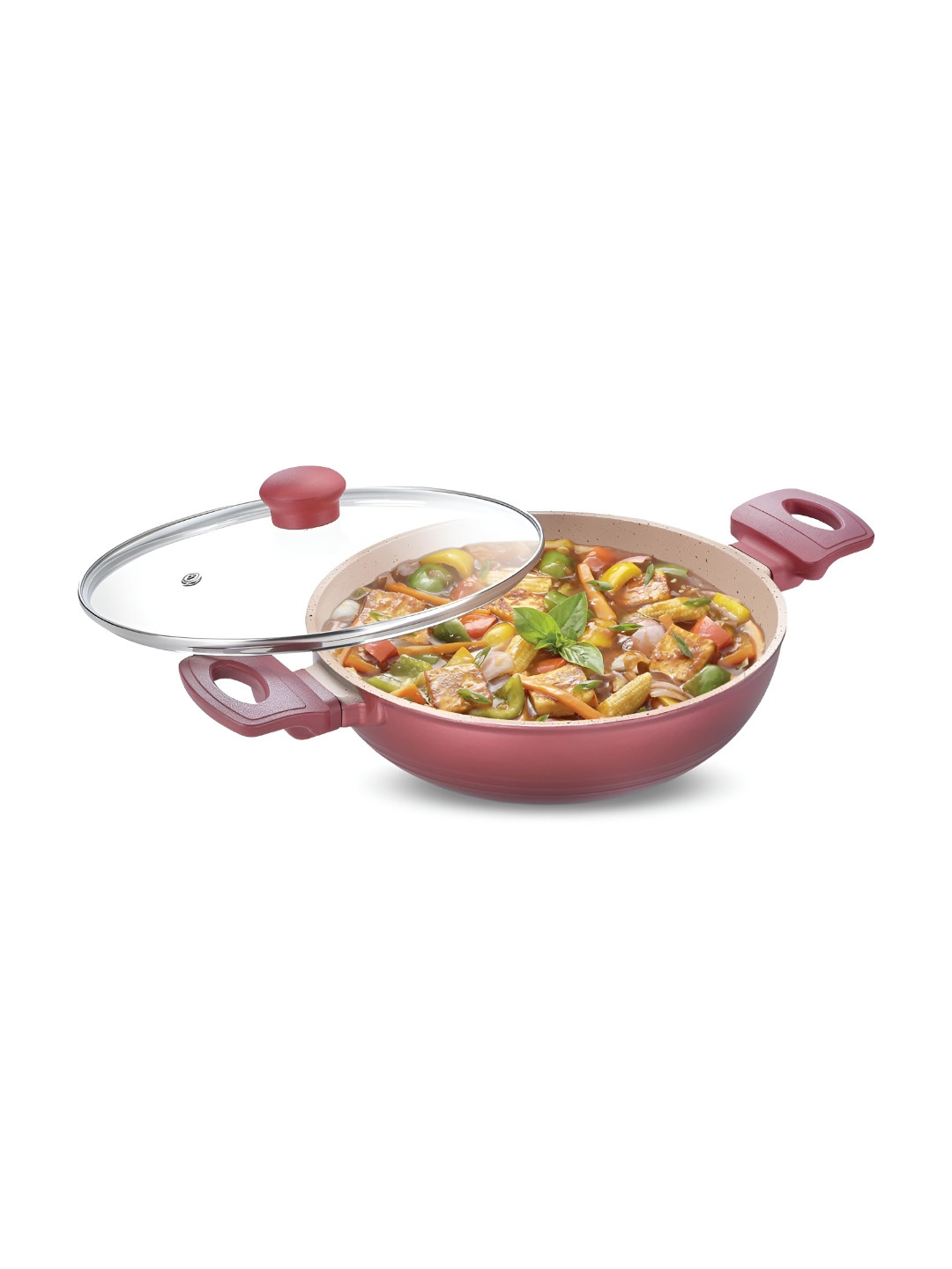 Prestige Maroon Induction Base Aluminium Kadhai With Lid
