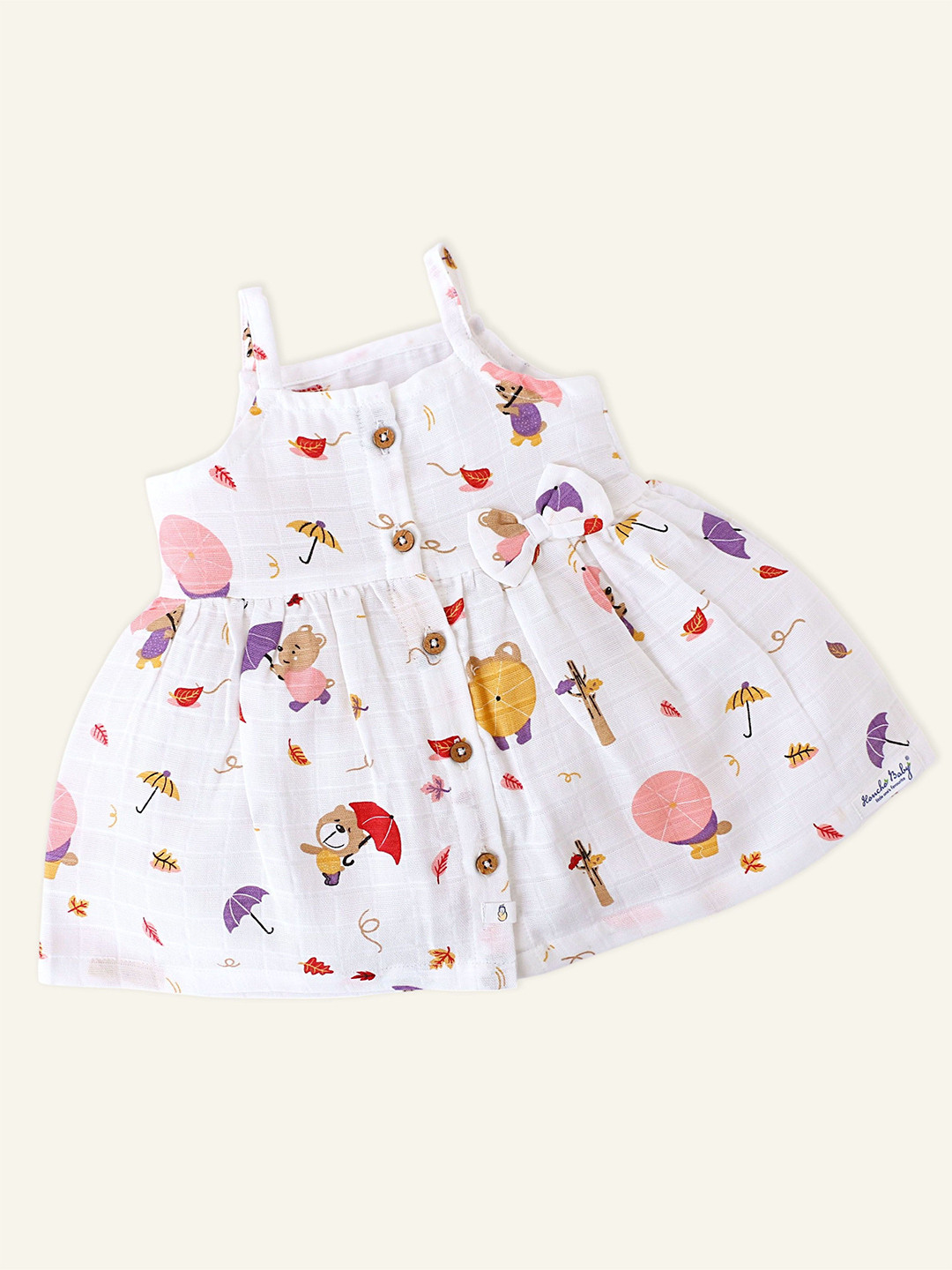 Honcho Baby Girls Conversational Print Organic Cotton Fit & Flare Dress