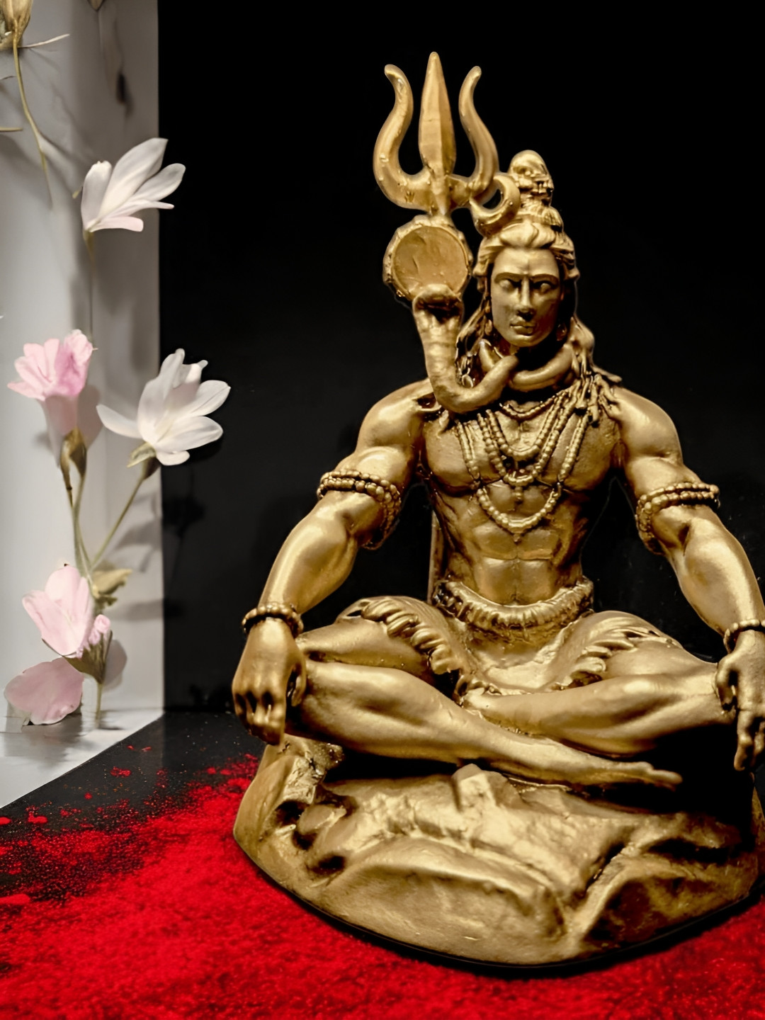 Fabzie Decor Shiv Ji in Dhyan Mudra Gold Marble Metallic Living Room Tiny Showpiece - 5 Inches