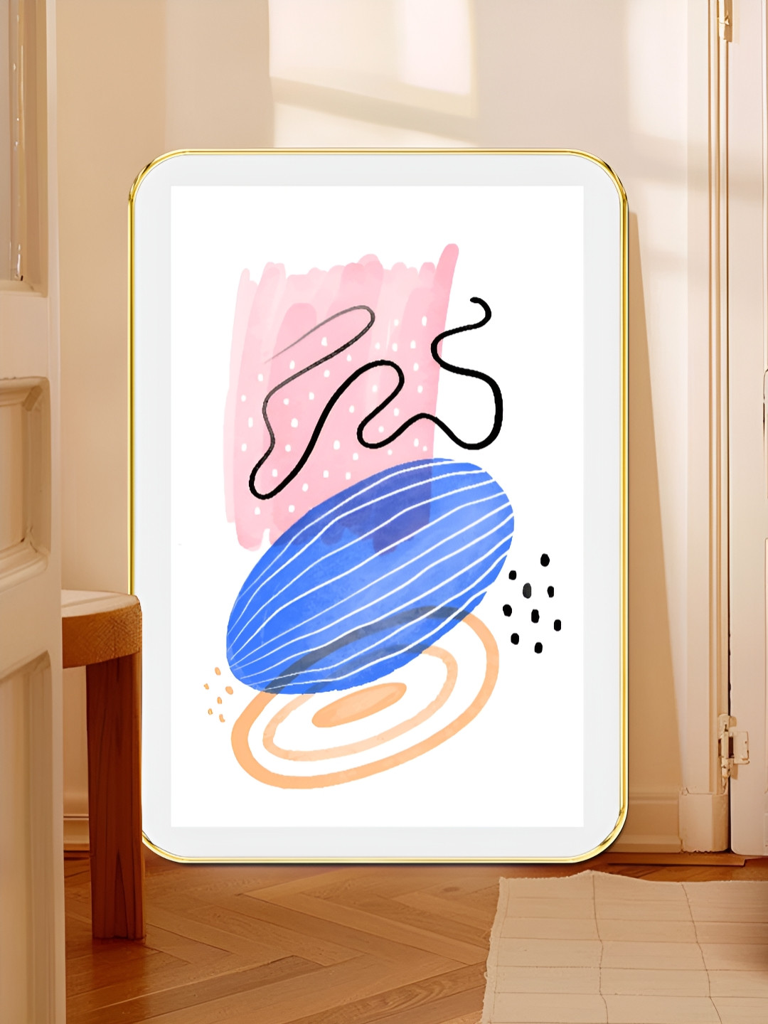 Myntra Elegant Homes White & Pink Contemporary Abstract Wooden Wall Art