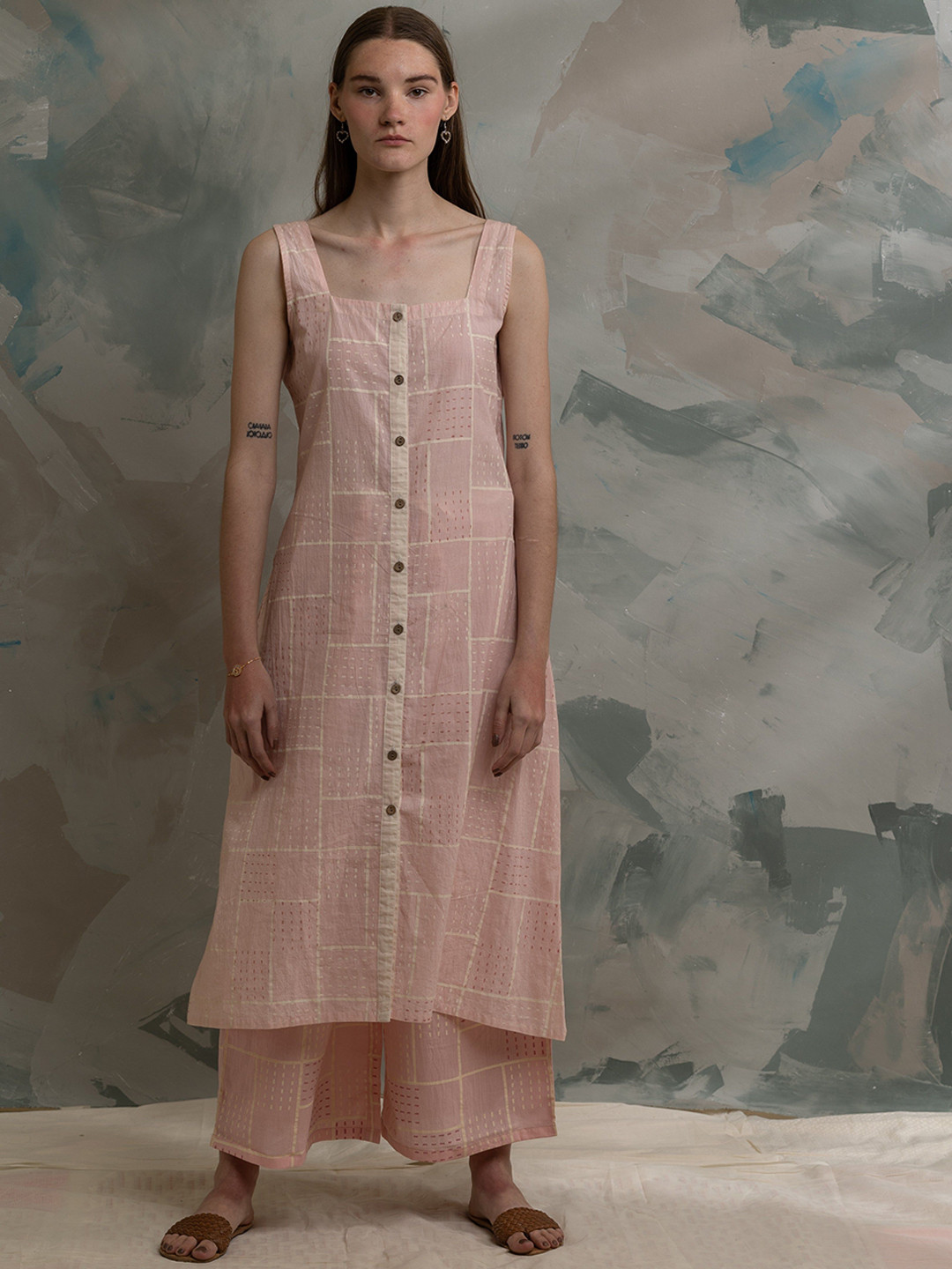 Banana Labs Checked Pure Cotton Kurta with Palazzos