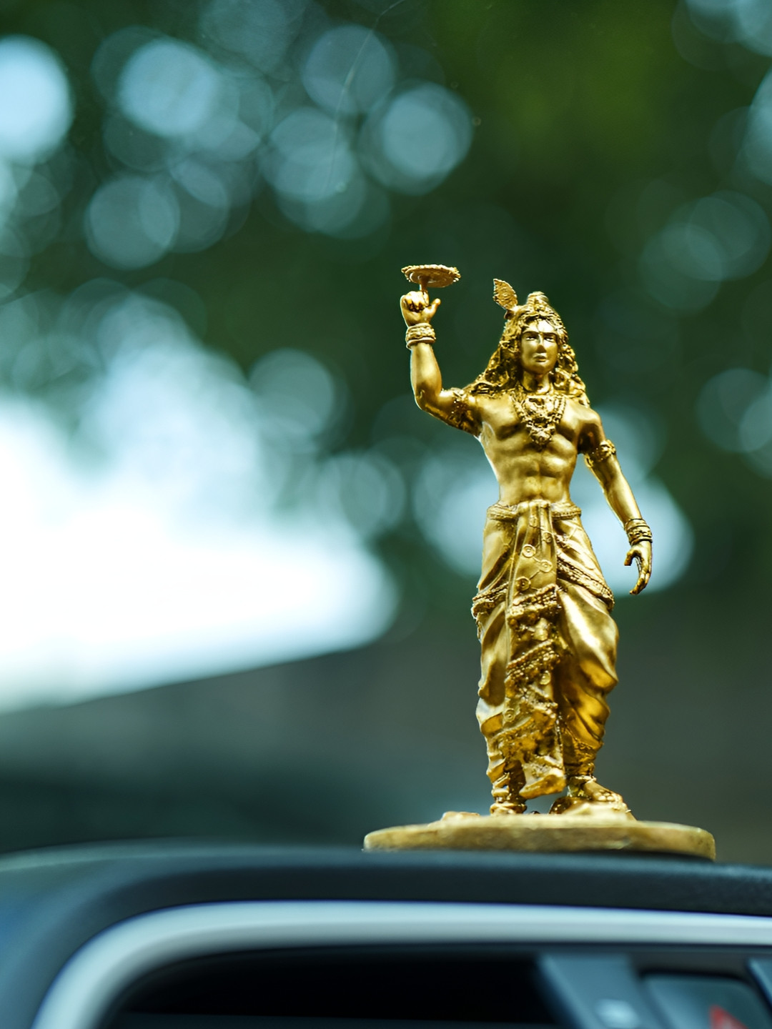 Fabzie Decor Shree Krishna Ji Gold Marble Glossy Living Room Tiny Showpiece - 4 Inches