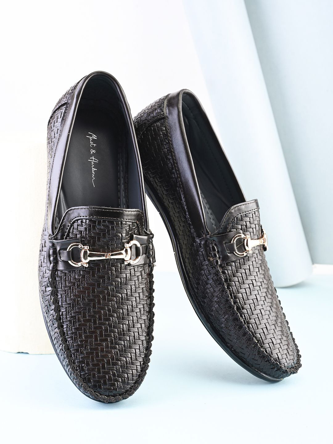 Mast & Harbour Men Textured Round Toe Horsebit Loafers