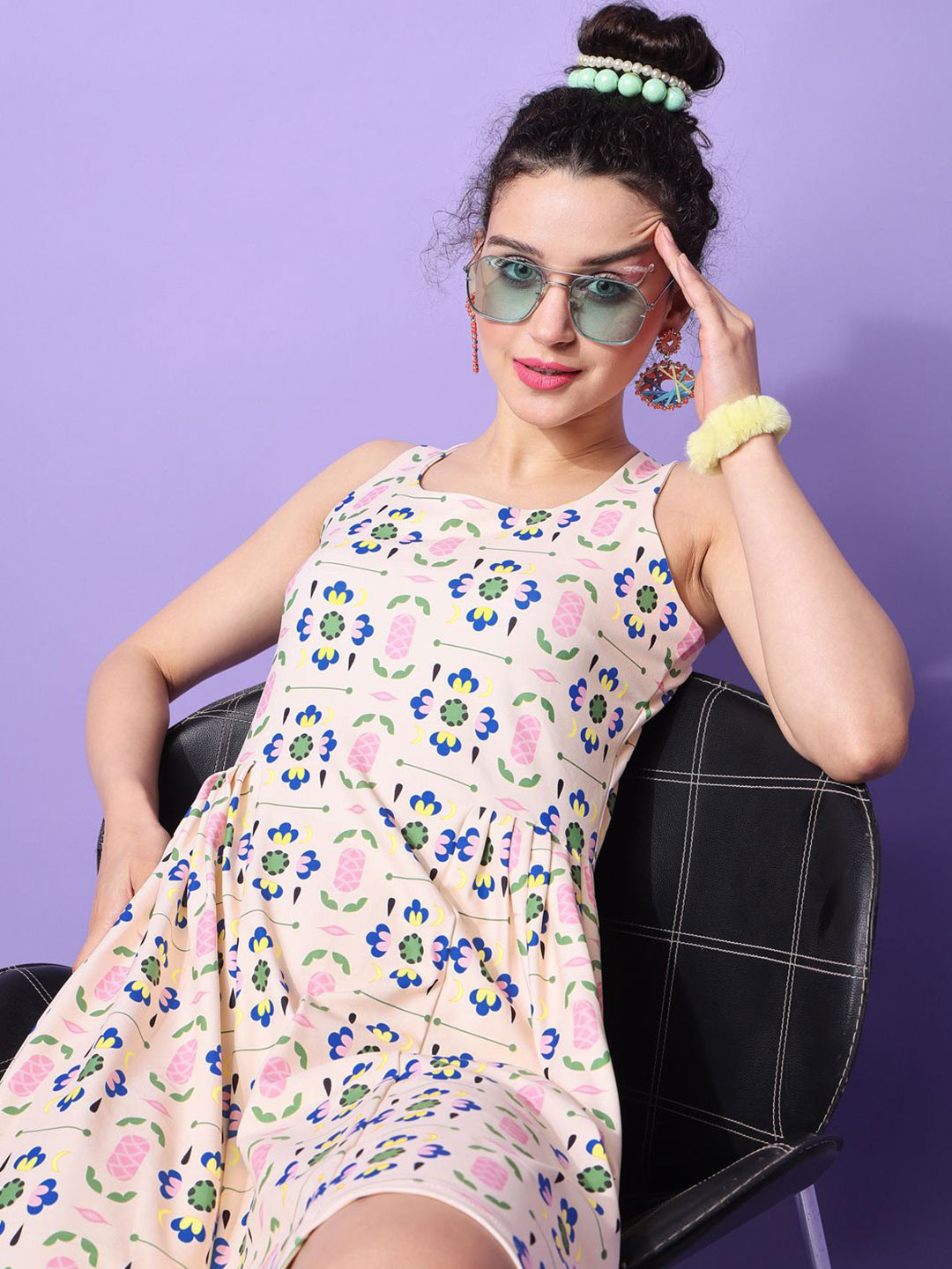 MILOST Women Floral Printed Fit & Flare Dress
