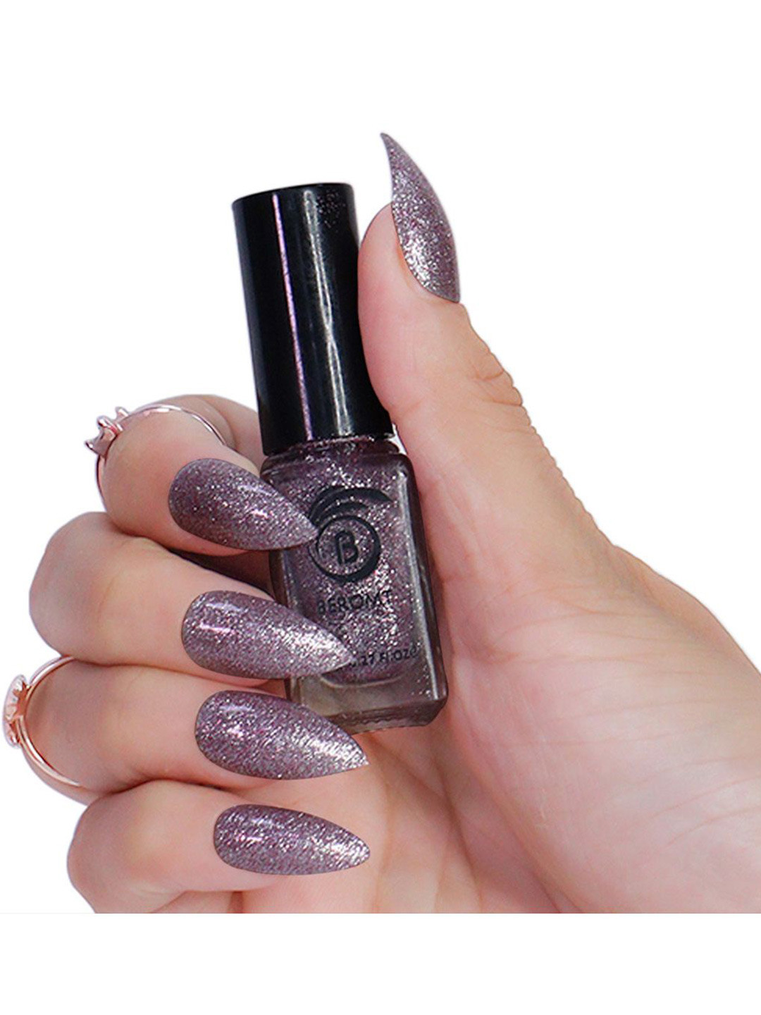 BEROMT Reflective Glitter Quick Dry Nail Polish- 8 ml- BNP 325 - Pink